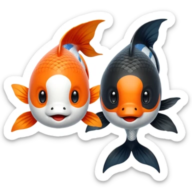 Creo dos pezes koi, como el Jim y el jam uno blaco y otro negro. sticker