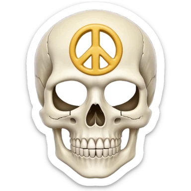 Skeleton head with a peace sign sticker