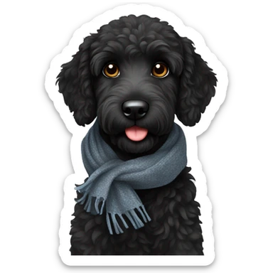 Black labradoodle with scarf black  sticker