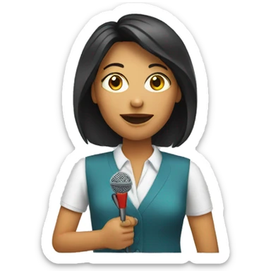 journalist woman holding pen sticker