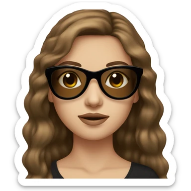 White Girl with brown hair wearing black cat eye sunglasses sticker