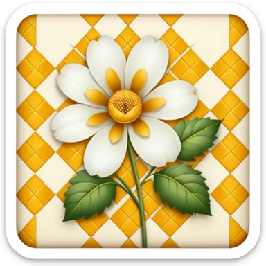 Golden plaid white flowers sticker