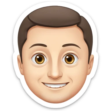 vladimir zelensky simple round face big expressive eyes smiling sticker