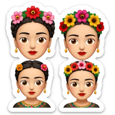 defferent emojis of Frida Kahlo in style of her artworks  sticker