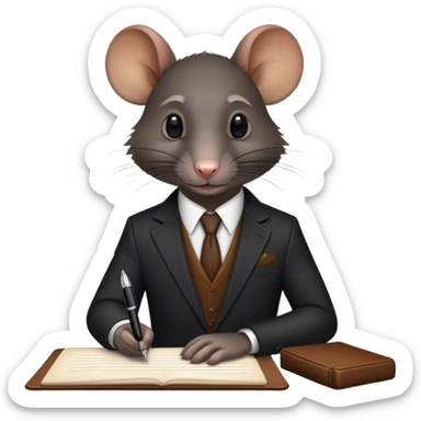  black dark rat in suit taking note sticker