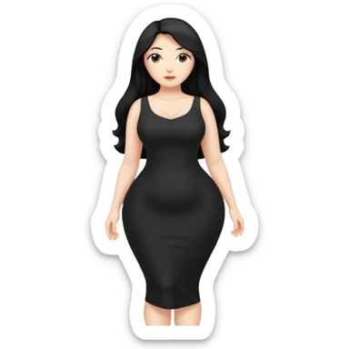 White naked curvy woman with long black hair and big ass  sticker