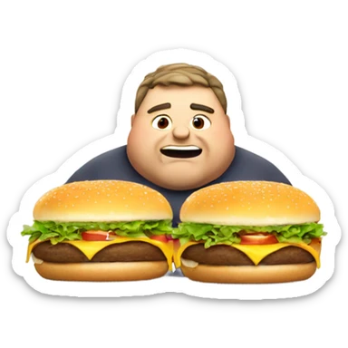 Fat guy eating a cheeseburger  sticker