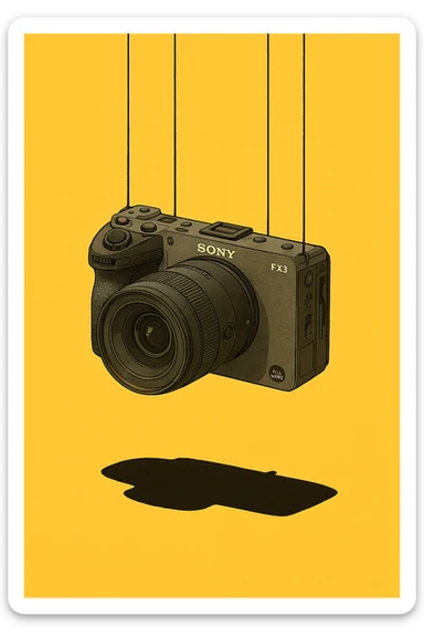 xuddi mana shu sariq mashina o'rniga sony fx3 kamerasini qo'yib o'zgartirib ber sticker