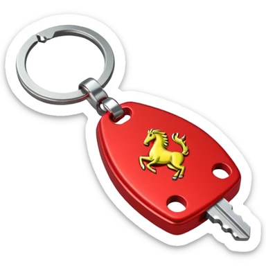 red Ferrari key with a yellow background sticker