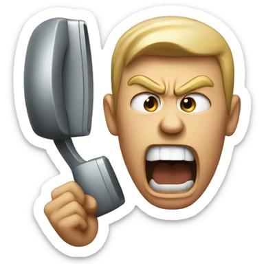 Angry person yelling into phone sticker