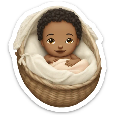 Light skin newborn in boho cradle sticker