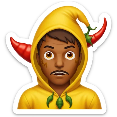 Man which is scary of yellow chilli Trinidad motifs scorpion sticker