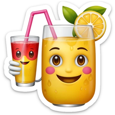 emoticon holding a fruit drink sticker