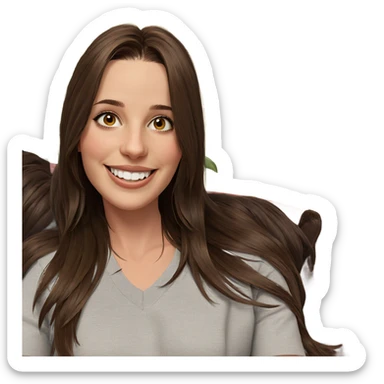 smiling girl with brown hair sticker