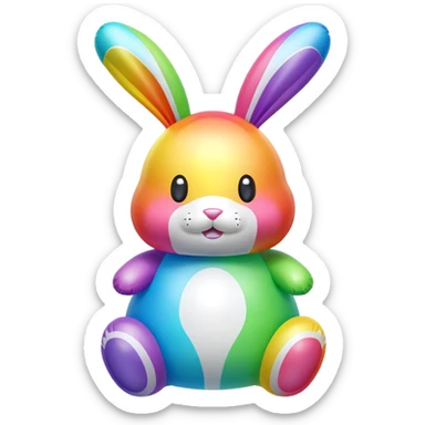 easter rainbow inflatable bouncy bunny sticker