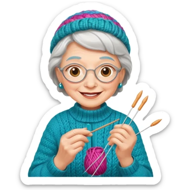 elderly women knitting sticker