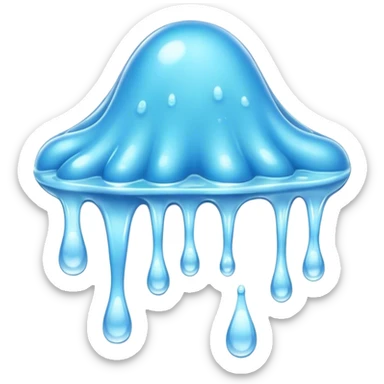 Cinematic Realistic Clear Blue Slime, glossy and translucent with a soft blue hue, light reflecting off its smooth surface, subtle bubbles trapped inside, slightly jiggling with movement, delicate highlights enhancing its wet and squishy texture, glowing with a soft, magical aura. sticker