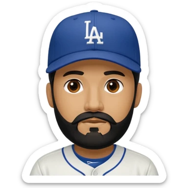 Can you make a guy with a black beard wearing an LA dodger hat? sticker