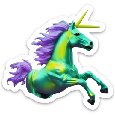 .Zombie_ Vaporwave black holographic oilslick zombie unicorn yellow caution tape sticker