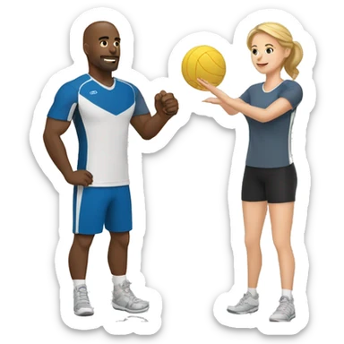 create white man and white woman make them play volleyball sticker