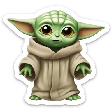 angry baby yoda with hand  sticker