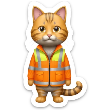 tabby cat in hi-vis clothing facing right sticker