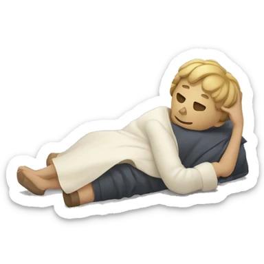 Hamlet laying down on the floor while slowly dying sticker