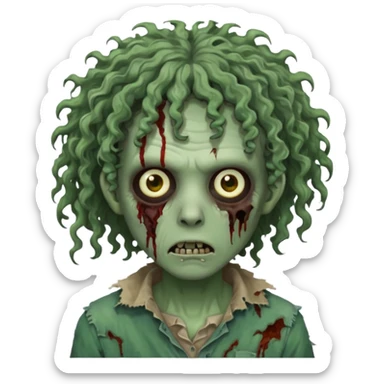 curly haired zombie sticker