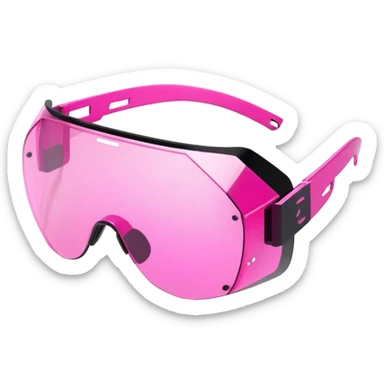 pink tinted shield visor glasses, cyberpunk style, rimless design, one-piece lens sticker