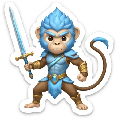 air elemental monkey warior with light blue furr sticker