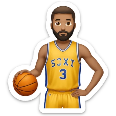 Man with yellow basketball jersey with medium sized beard and low cut hair African American  sticker