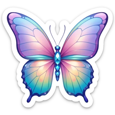Shiny Glossy Pastel Gradient Hue Iridescent Crystal Butterfly sticker