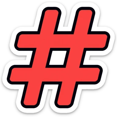red hashtag symbol sticker