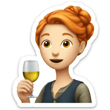 Ginger girl drinking wine sticker