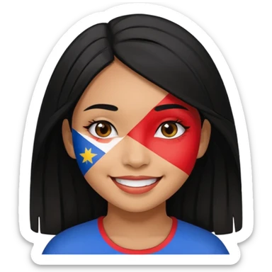 girl with black hair smile with Filipino colors sticker
