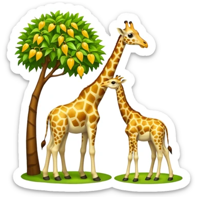 giraffe eating leaves from a tree sticker