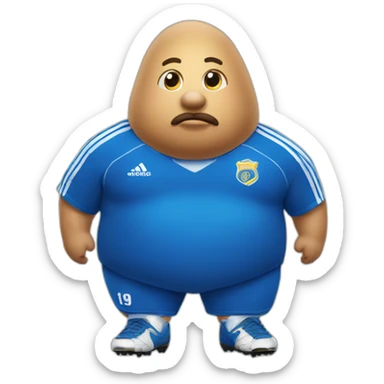 fat potato wearing a blue soccer shirt sticker
