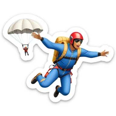 A base jumper soaring through the sky, with a parachute deployed, gliding over a dramatic cliffside or tall building. The background showcases a vast landscape below, with clouds and open skies, emphasizing the adrenaline and freedom of the sport sticker