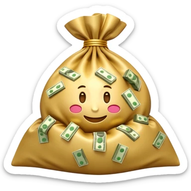 Luxury 3D emoji, overflowing money bag, stacks of cash, premium lighting, rich glossy look, ultra clean, transparent background


 sticker