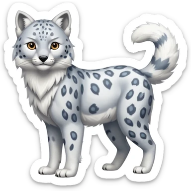 Snow-Leopard-Arctic-Wold-Arctic-Fox-Canadian-Lynx-Fusion-Animal-Hybrid-Creature, full body sticker