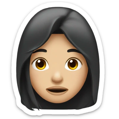 women with dark long hair is crying  sticker