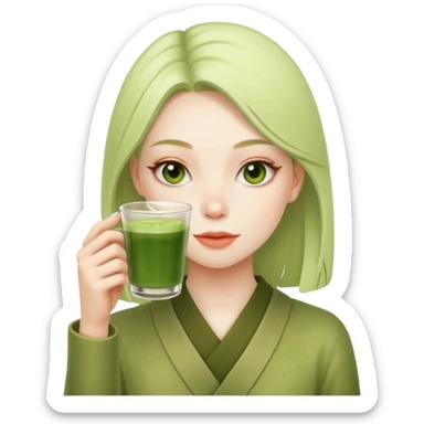 A Girl Drink a macha  sticker