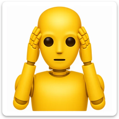 Change the robot to yellow in the style of apple emojis, focusing on concise and clear color change to yellow. sticker