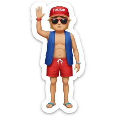 full body Trump standing in beach outfit sticker