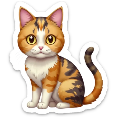 full body anxious looking colourful light patched calico tabby cat with hazel eyes sticker