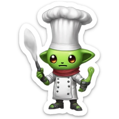alien chef scifi roguelike rpg style inspired by slay the spire digital art sticker