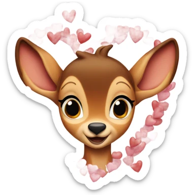 Bambi with hearts sticker