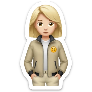 bitte mach mir ein typen der blond ist mit in einer 6pm jacke und eine weißen hose sticker