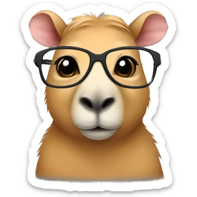 girl capybara glasses smart cute sticker