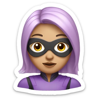 Light pink hair Asian Spanish woman wearing super hero mask lilac outfit  sticker